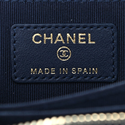Chanel Caviar Quilted Zip Coin Purse Wallet Dark Blue 6 of 7