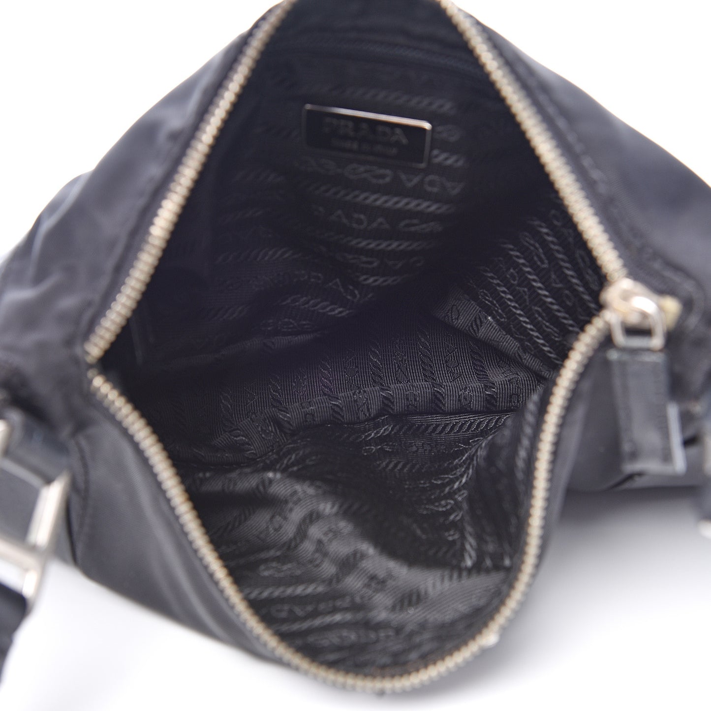 Tessuto Nylon Soft Calfskin Shoulder Bag Black