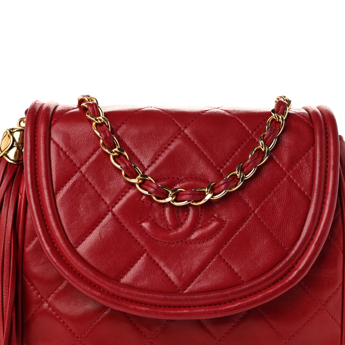 Chanel Lambskin Quilted Tassel Flap Red 9 of 11