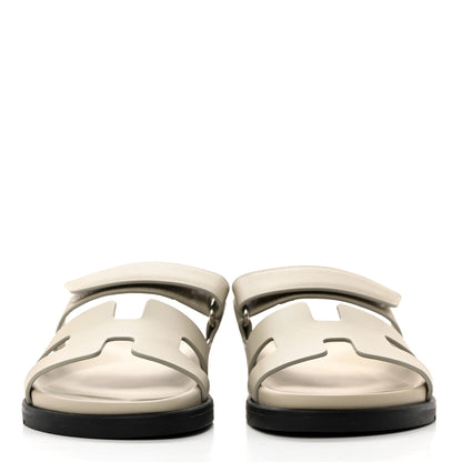 Hermes Calfskin Womens Chypre Sandals 37 Beige Esquisse 2 of 9