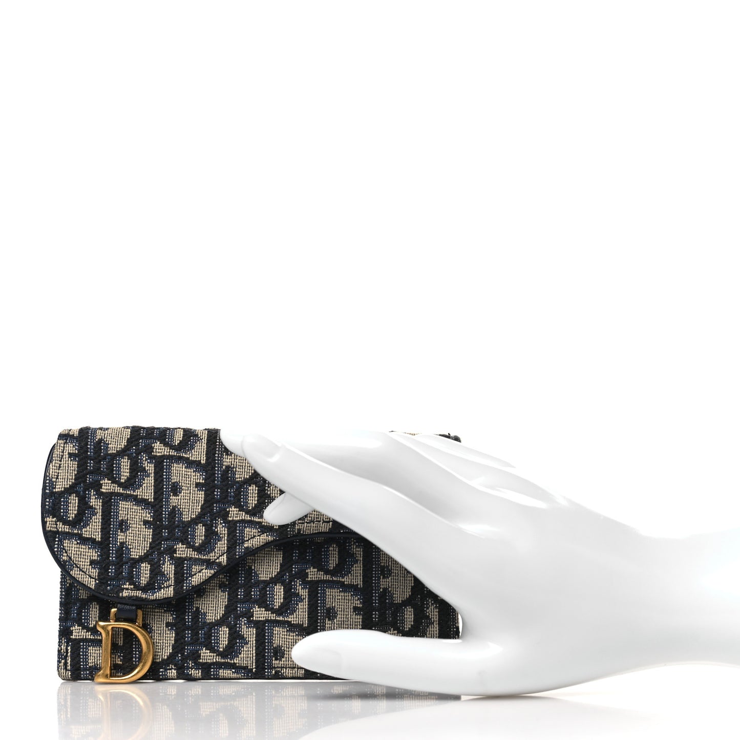 Oblique Saddle Cosmos Zipped Card Holder Blue