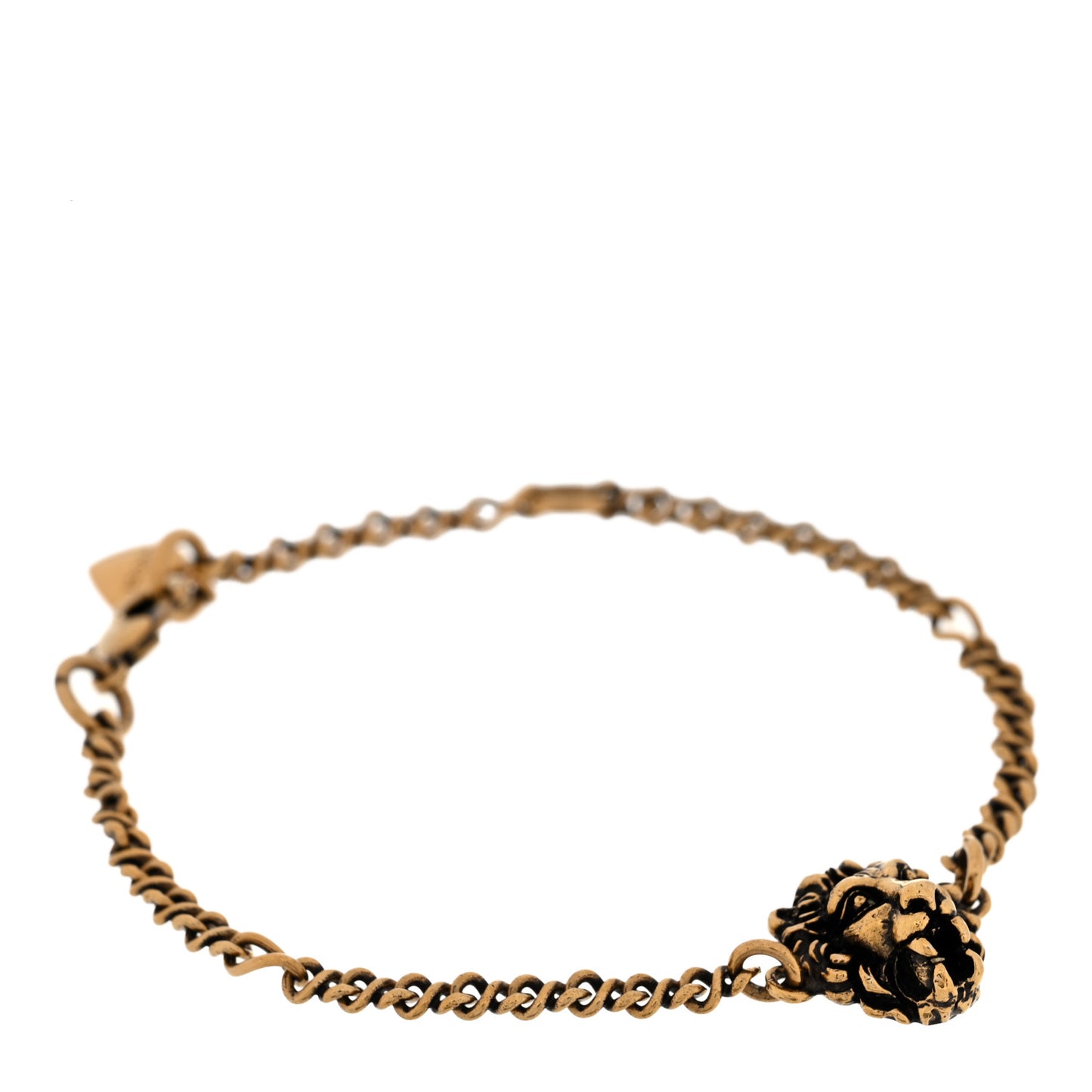 Metal Lion Head Bracelet Aged Gold