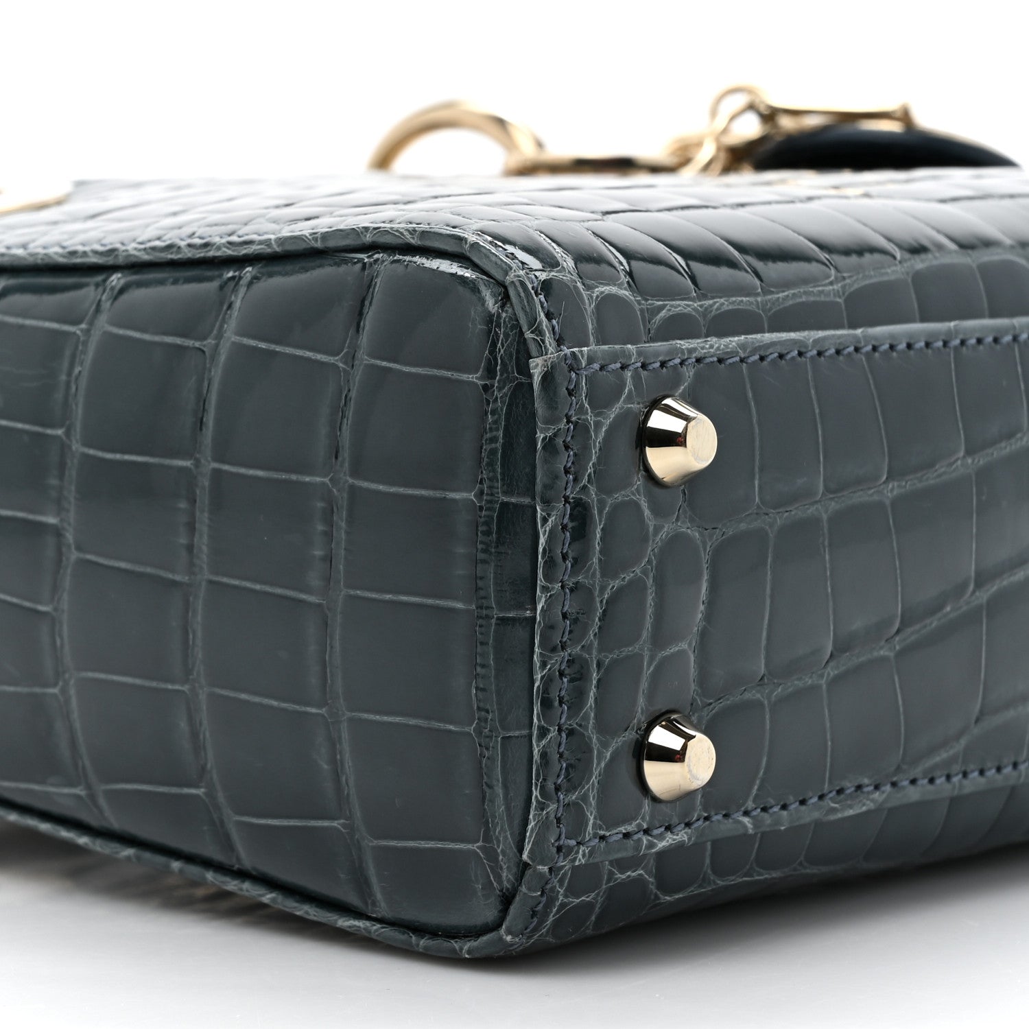Christian Dior Alligator Mini Lady Dior Blue 10 of 11