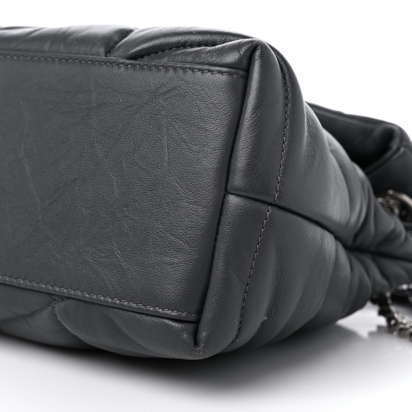 Lambskin Quilted Small Loulou Puffer Monogram Chain Satchel Storm