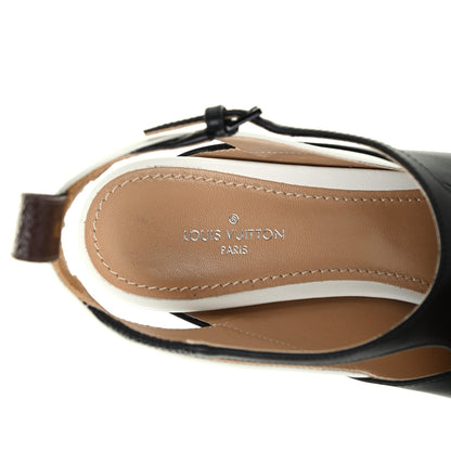 Louis Vuitton Calfskin Monogram Headline Slingback Pumps 36 Black White 6 of 8