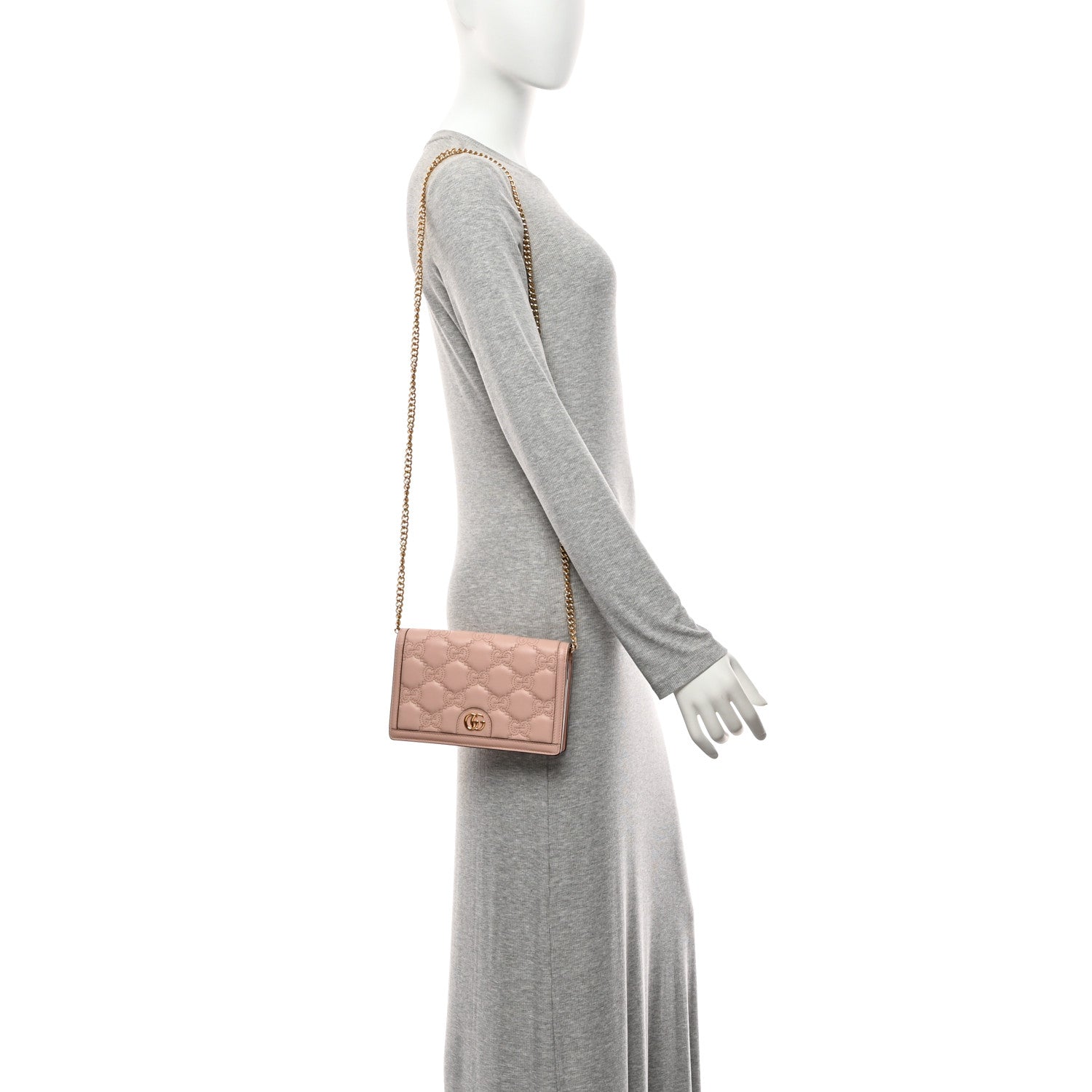 Gucci Calfskin GG Matelasse Chain Wallet Rhodamine Light Pink 2 of 11