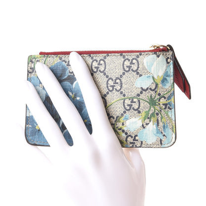 Gucci GG Supreme Monogram Blooms Key Case Beige Blue Navy Hibiscus Red 2 of 6