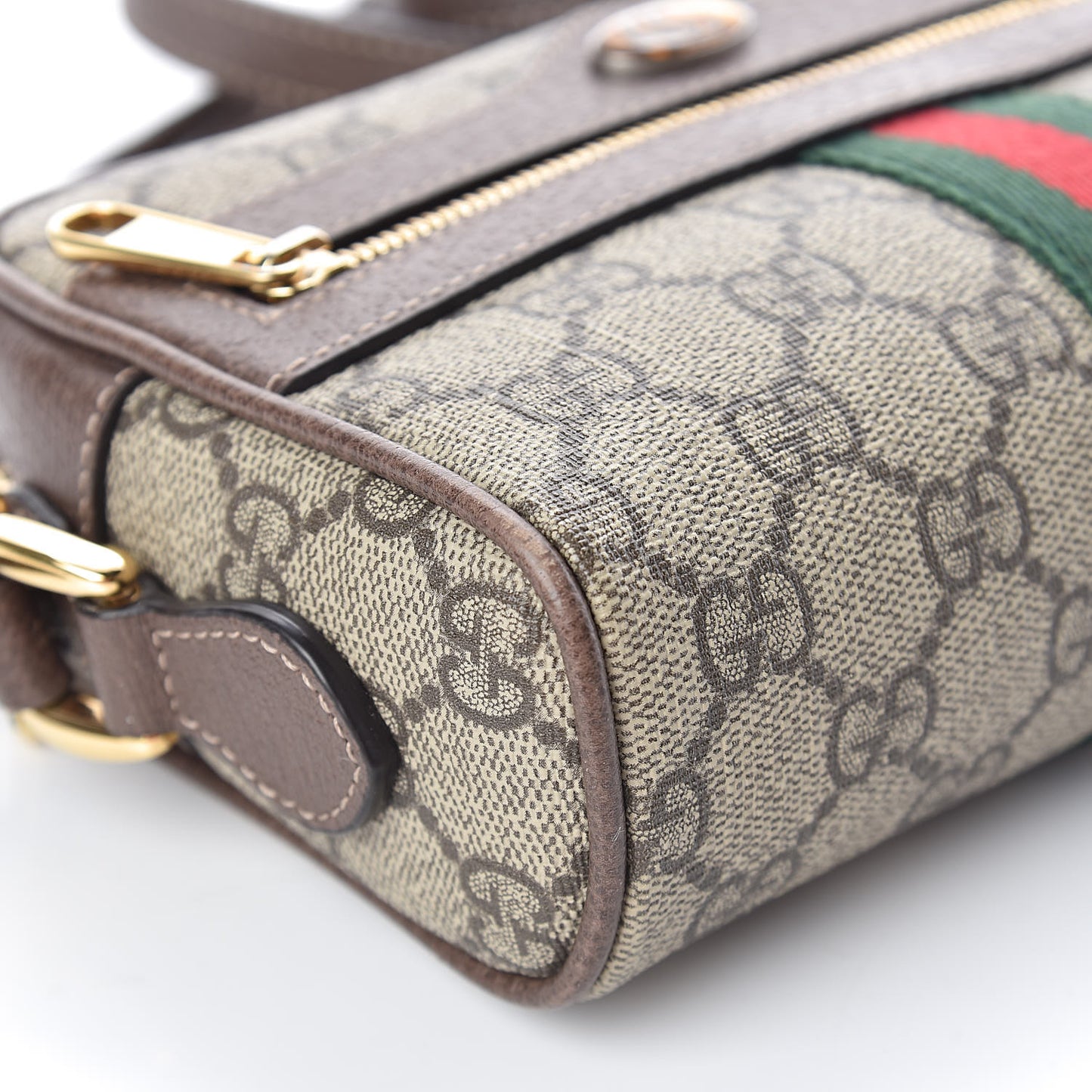 GG Supreme Monogram Web Mini Ophidia Shoulder Bag Brown