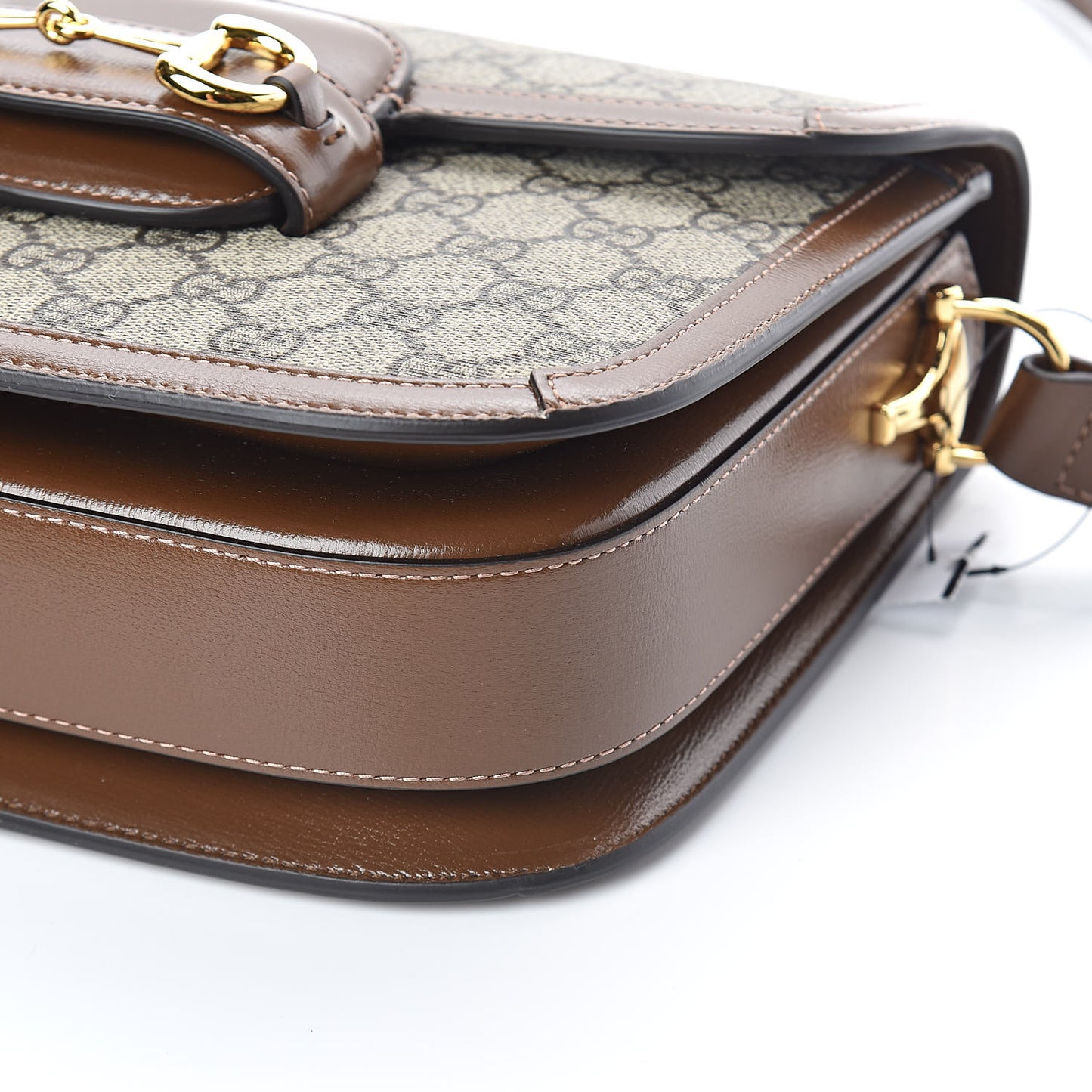 GG Supreme Monogram Horsebit 1955 Shoulder Bag Beige Brown Sugar