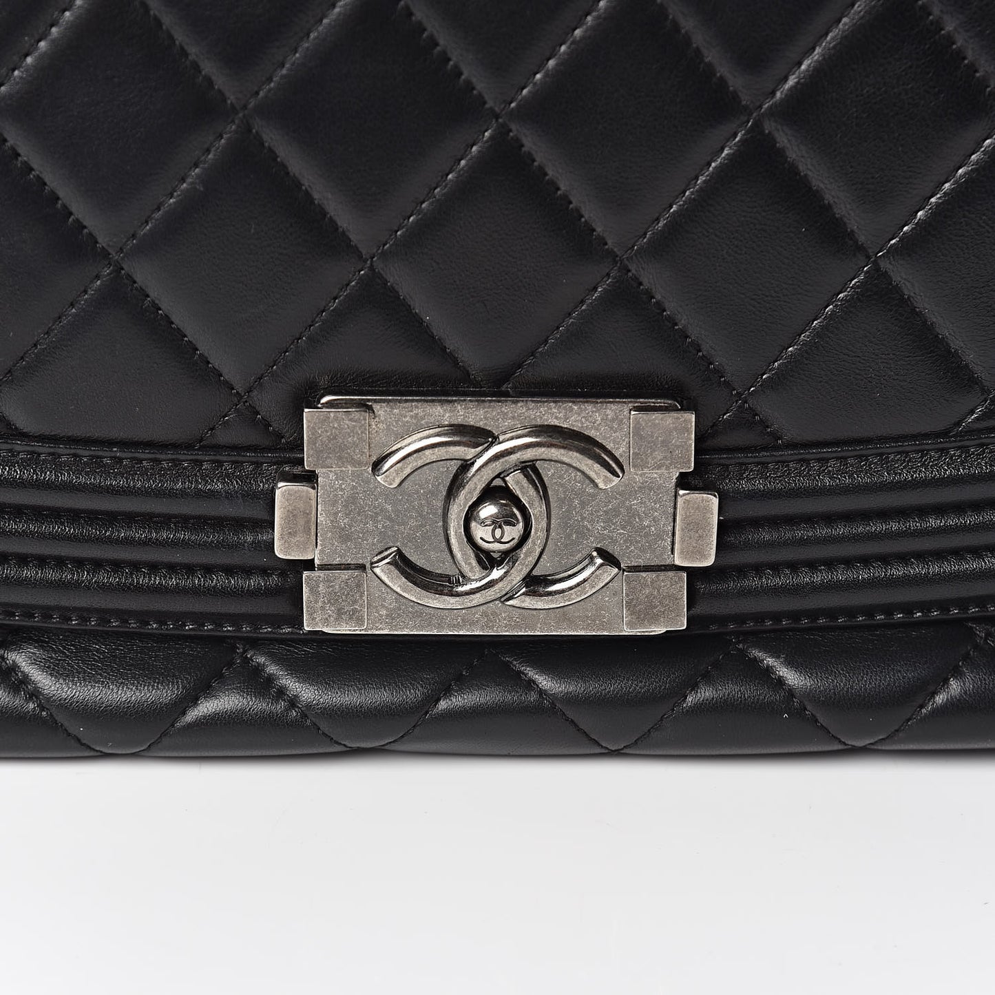 Lambskin Quilted Large Antik Boy Flap Black