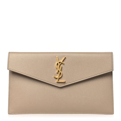 Saint Laurent Grain De Poudre Uptown Pouch Dark Beige 1 of 9