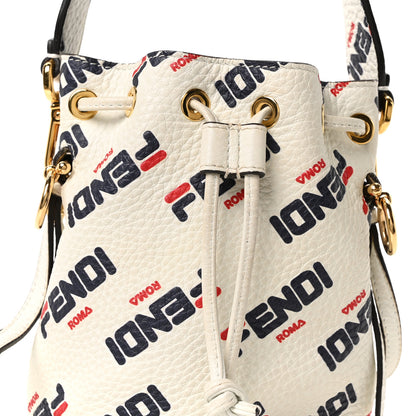 Fendi X FILA Vitello F is Fendi Mania Mini Mon Tresor Bucket Bag White 8 of 10