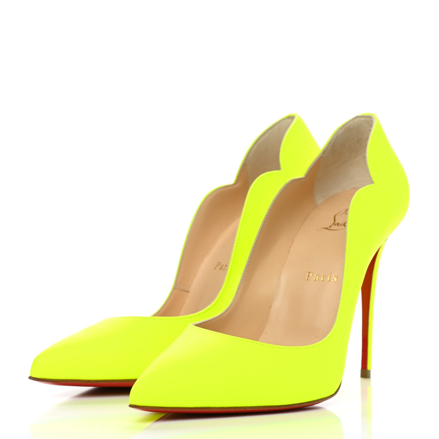 Christian Louboutin Calfskin Hot Chick 100 Pumps 38.5 Fluo 3 of 8