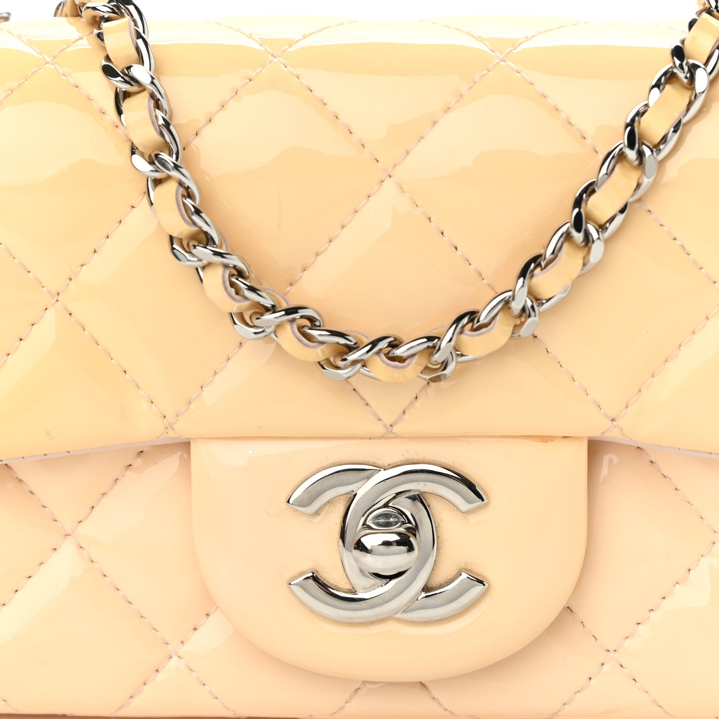 Patent Calfskin Quilted Extra Mini Flap Pink