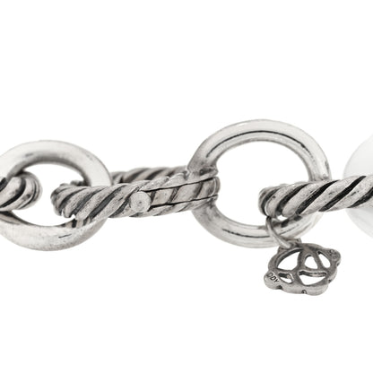 David Yurman Sterling Silver Ceramic 13mm Large Oval Link Bracelet White 3 of 3