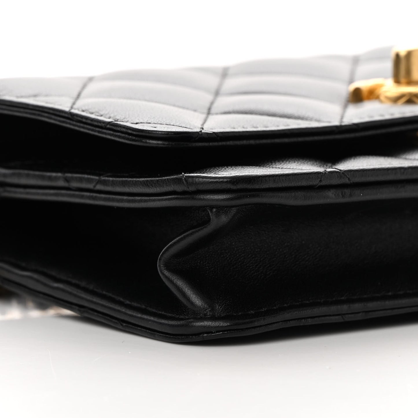 Lambskin Quilted Logo WOC Wallet On Chain Black