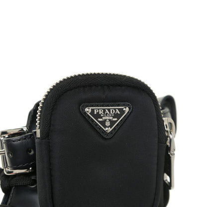 Prada Spazzolato Rois Nylon Metal Triangle Logo Monolith Pouch Pocket 55mm Boots 39.5 Black 14 of 20