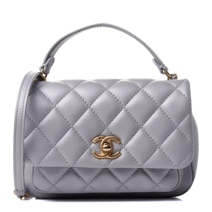 Chanel Calfskin Quilted Top Handle Flap Light Grey 1 of 4