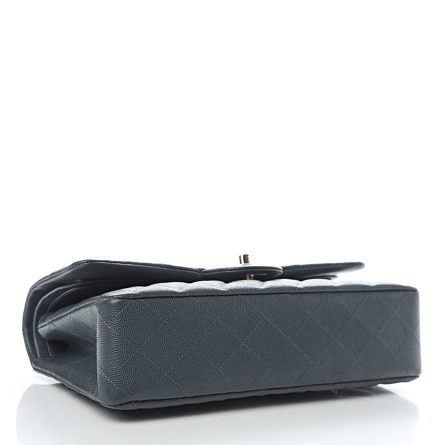 Caviar Quilted Medium Double Flap Dark Grey