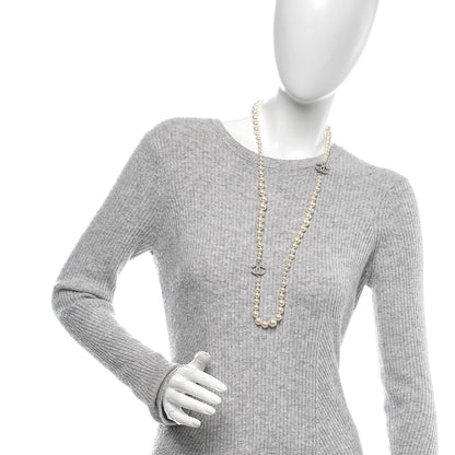 Chanel Graduated Pearl CC Long Necklace Silver 2 of 5
