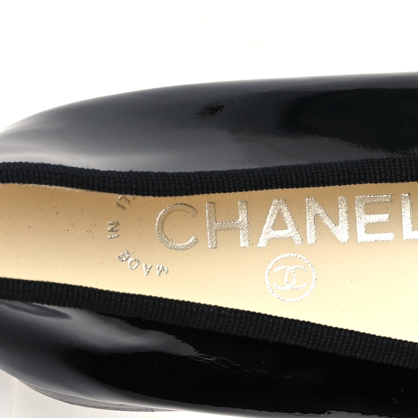 Patent CC Cap Toe Ballerina Flats 39 Black Beige
