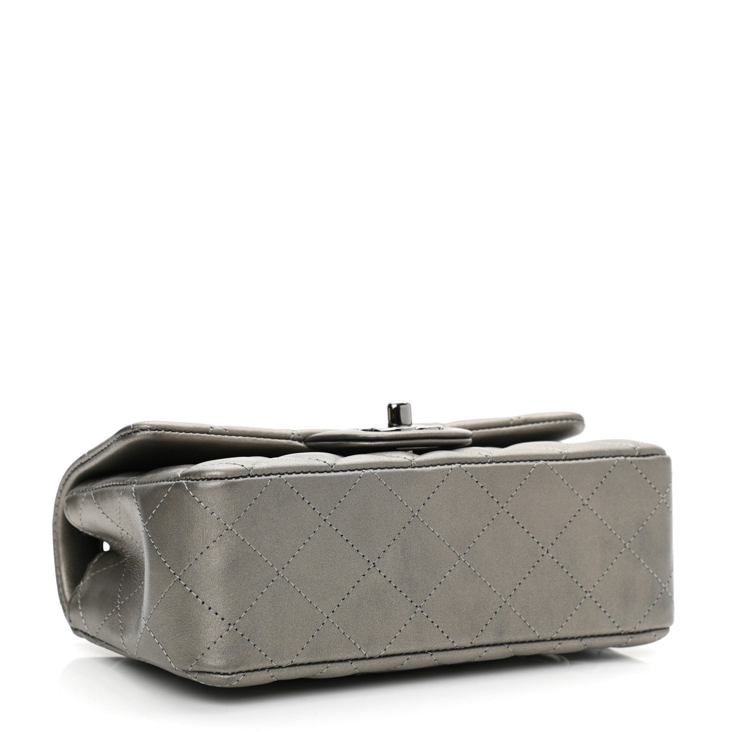 Chanel Iridescent Calfskin Quilted Mini Rectangular Flap Charcoal Grey 5 of 10