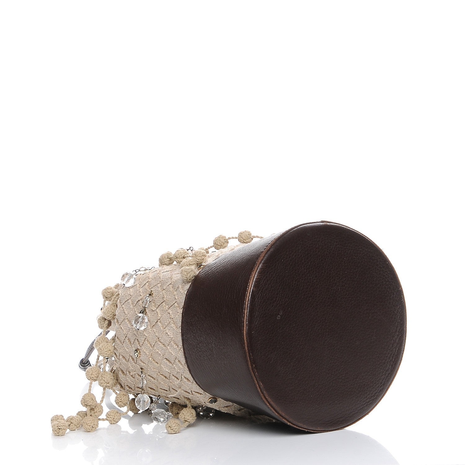 Bottega Veneta Canvas Intrecciato Crystal Drawstring Mini Bucket Brown 4 of 11