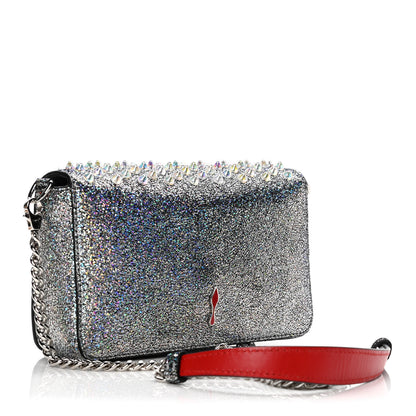 Christian Louboutin Nappa Mica PVC Glitter Spiked Zoompouch Crossbody Silver 8 of 13