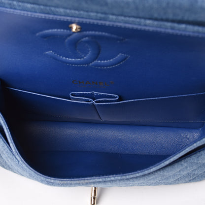 Chanel Denim Quilted Medium Double Flap Blue 5 of 9