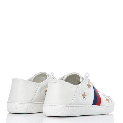 Gucci Calfskin Bee Star Embroidered Sylvie Web Ace Sneakers 40 White 4 of 10
