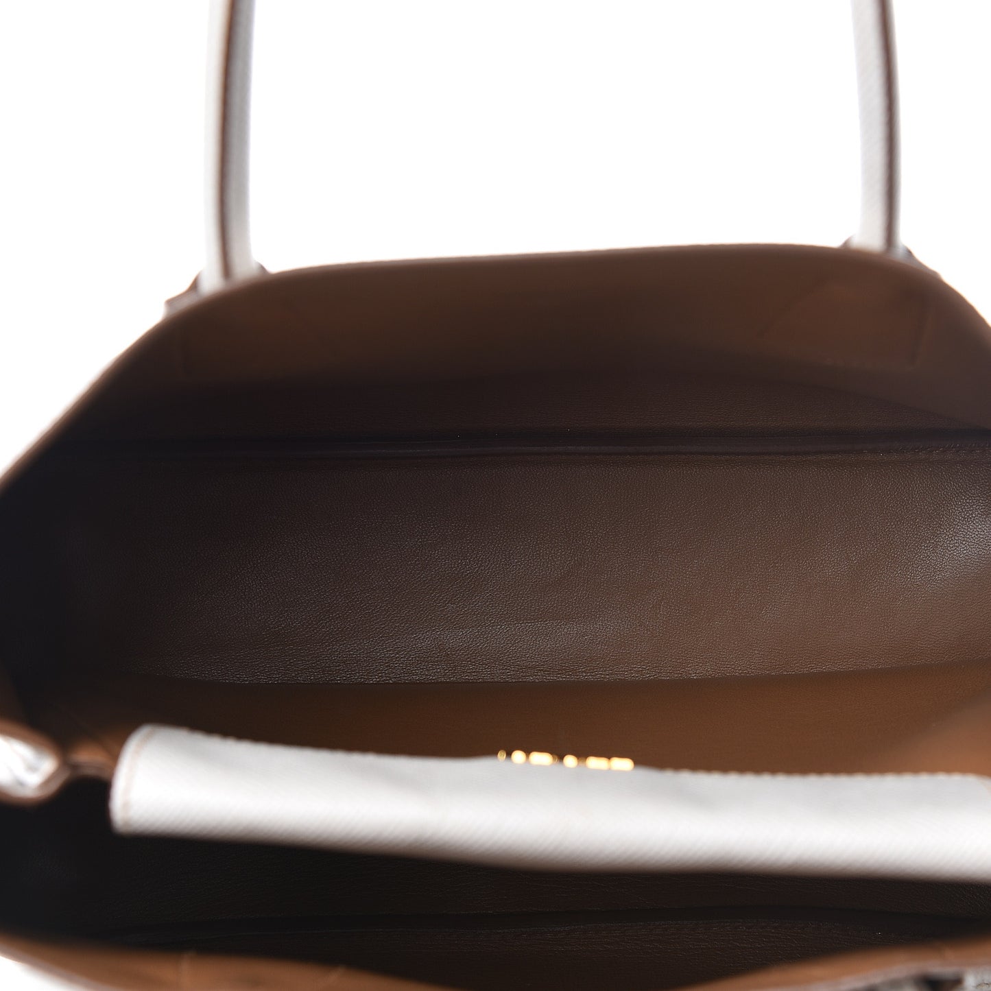 Saffiano Cuir Small Bi-Color Double Bag Talco Caramel