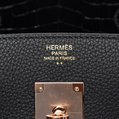 Hermes Taurillon Novillo Shiny Niloticus Crocodile Birkin Touch 30 Black 22 of 32
