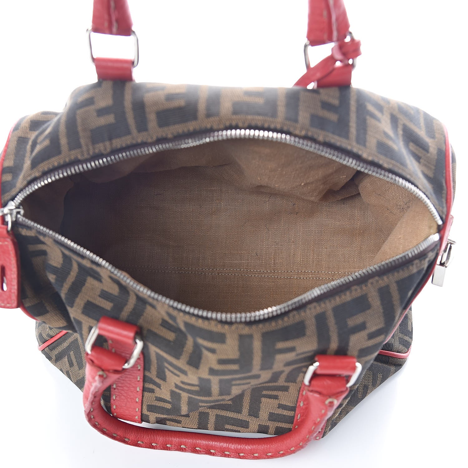Fendi Zucca Cuoio Romano Selleria Medium Boston Tobacco Rosso Scuro 5 of 16