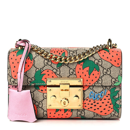 Gucci GG Supreme Monogram Strawberry Small Padlock Shoulder Bag 1 of 9