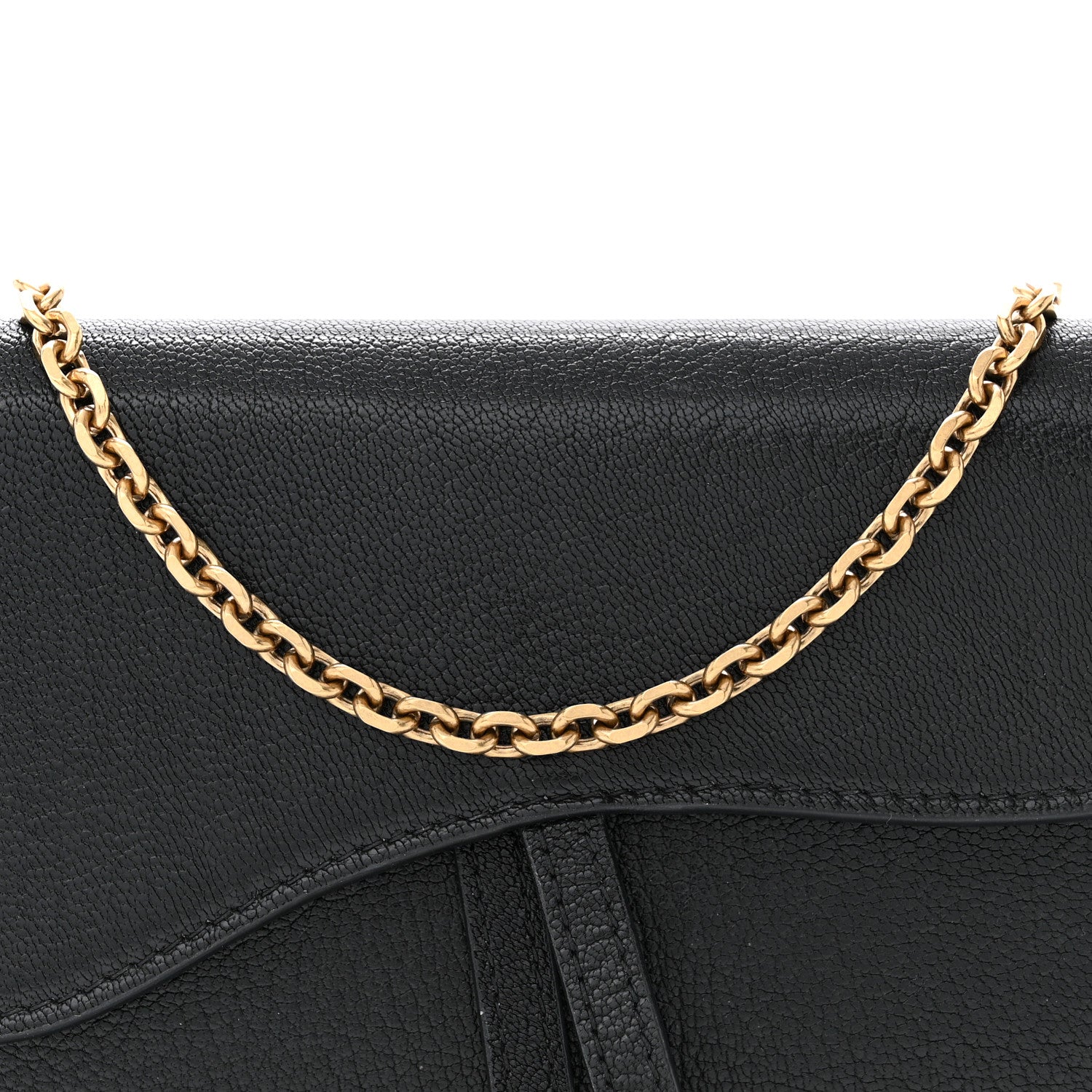 Christian Dior Goatskin Saddle Long Wallet With Chain Black 8 of 11