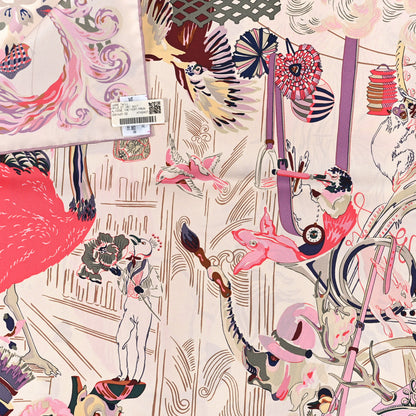 Hermes Emile Et Une Nuit Scarf 90 Rose The Vert Prune 3 of 3