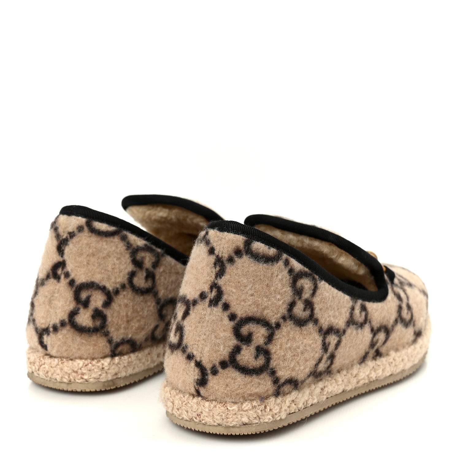 Gucci Covered Wool GG Monogram Womens Fria Horsebit Loafers 35.5 Beige Ebony Black Butterscotch 5 of 10