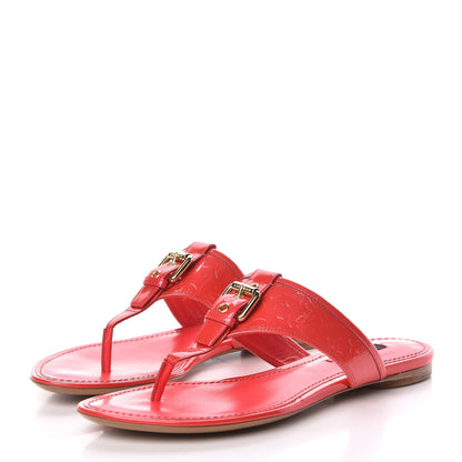 Louis Vuitton Vernis Pantheon Flat Thong Sandals 37 Grenadine 3 of 9