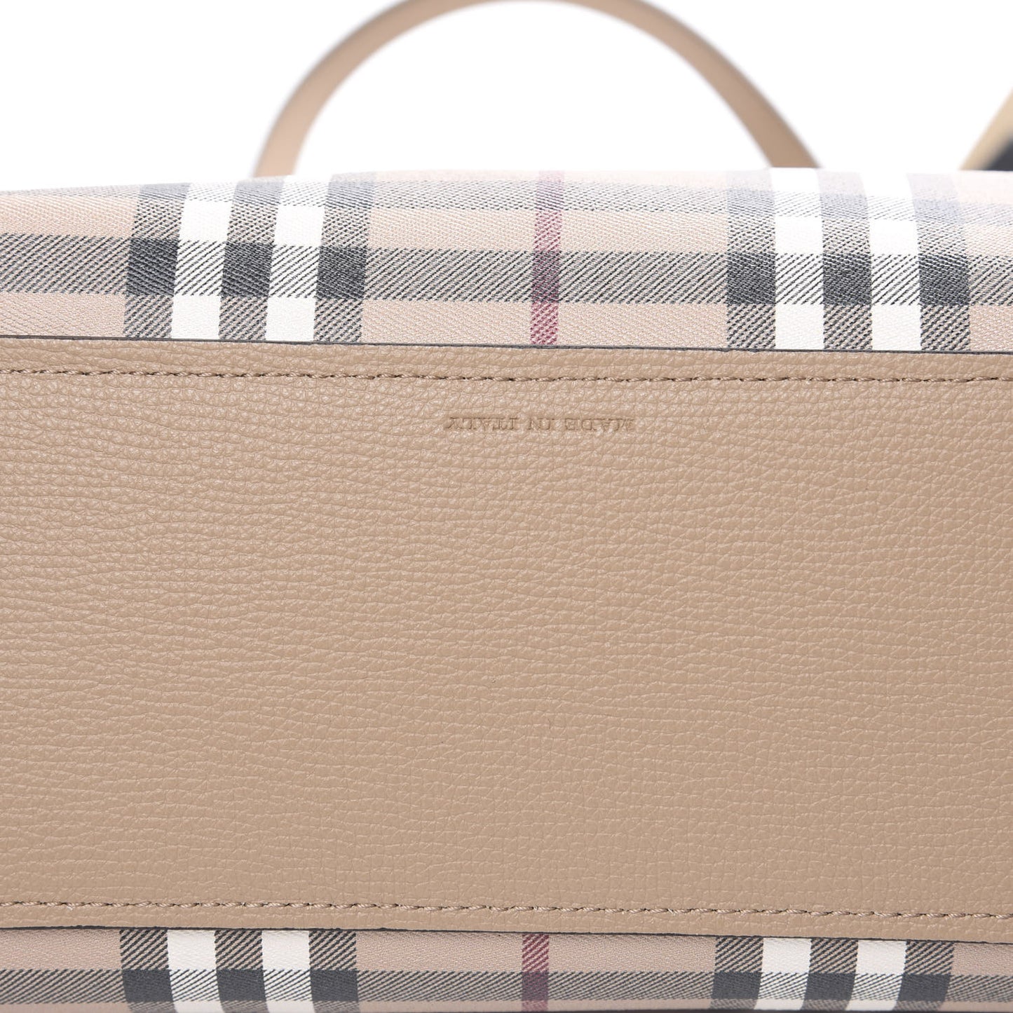 Grainy Calfskin Haymarket Check Small Reversible Tote Camel