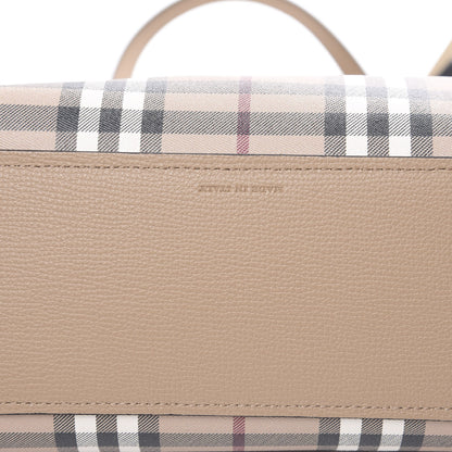Burberry Grainy Calfskin Haymarket Check Small Reversible Tote Camel 11 of 12
