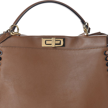 Fendi Calfskin Lace Up Large Peekaboo Iconic Satchel Cognac 8 of 10