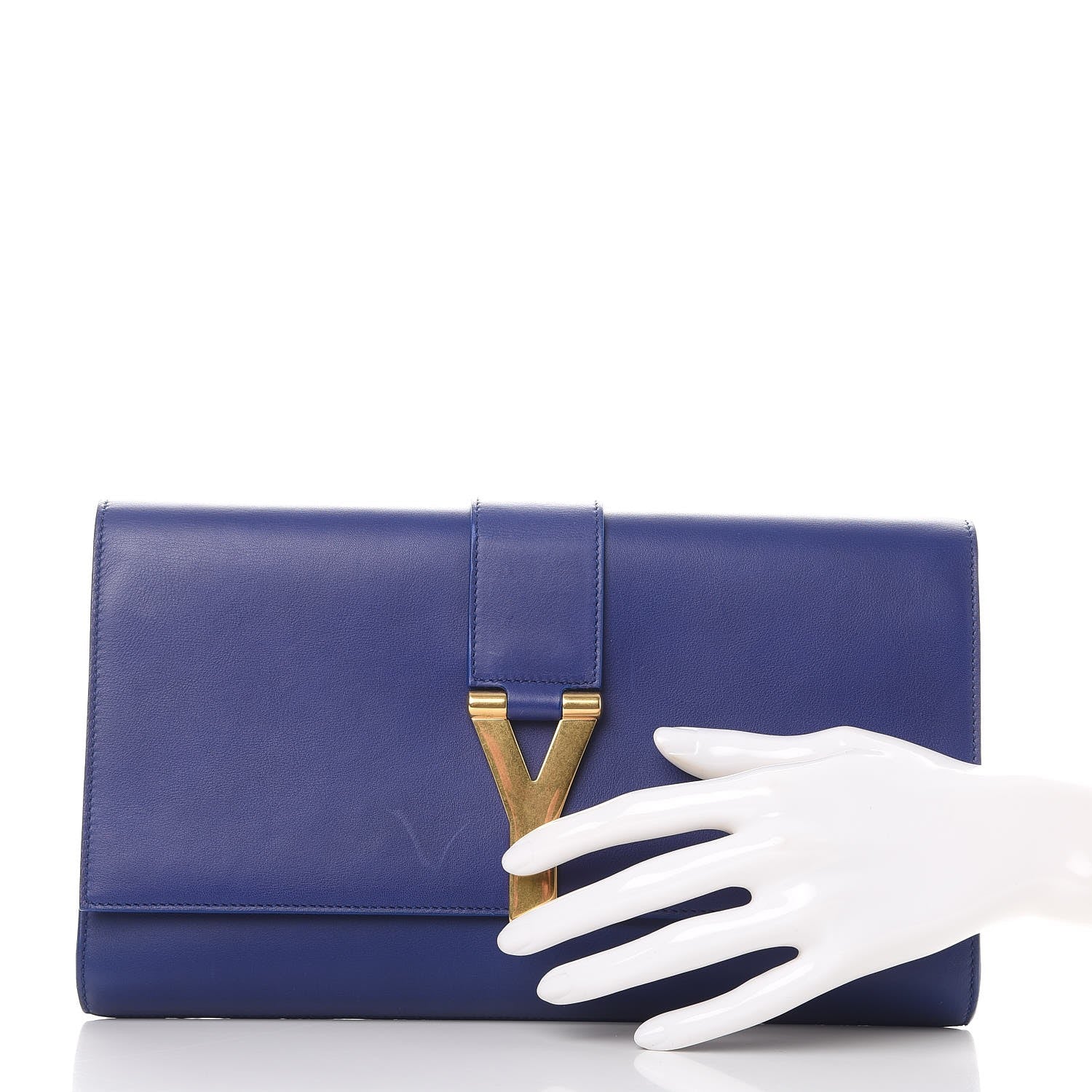 Saint Laurent Calfskin Classic Y Ligne Clutch Royal Blue 2 of 7