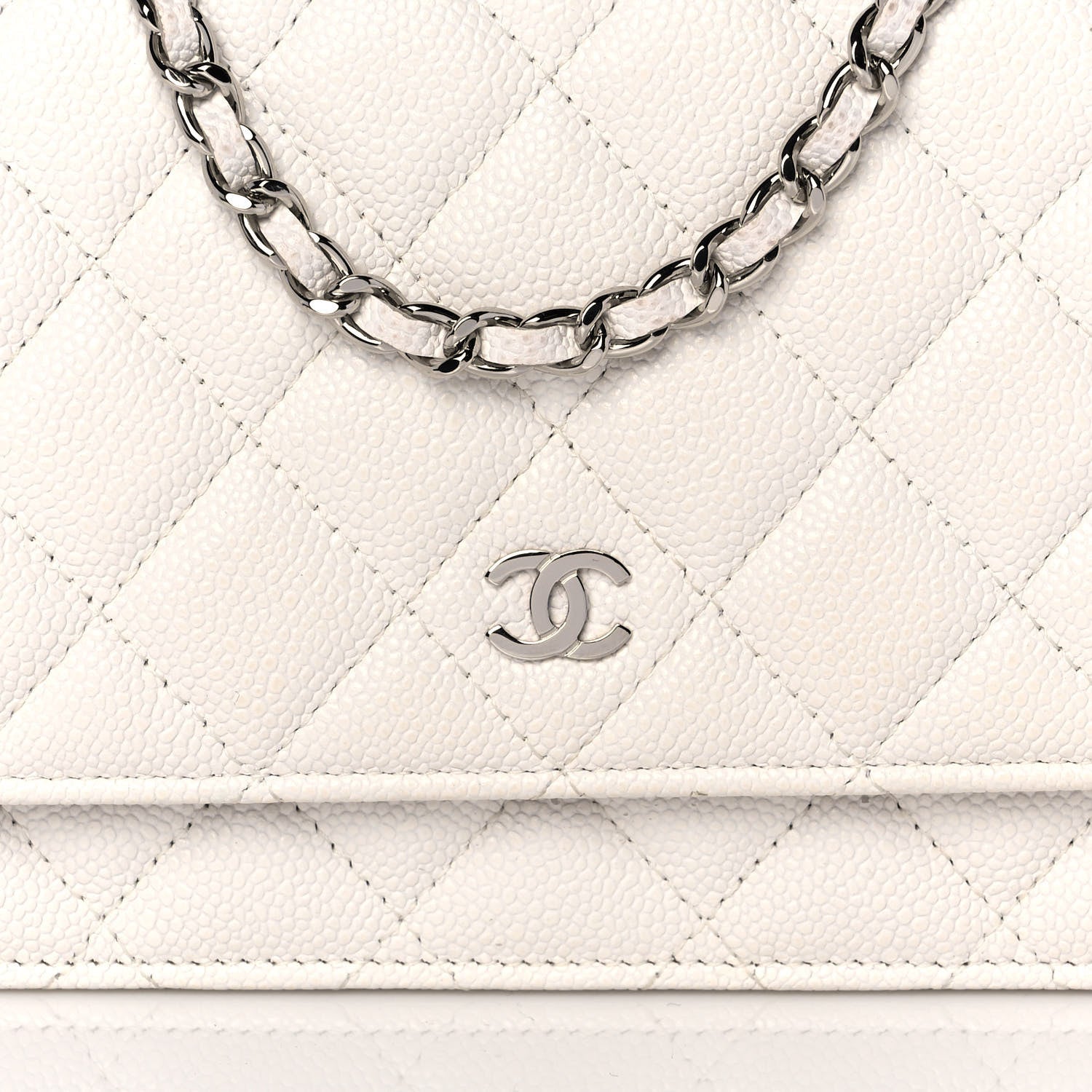 Chanel Caviar Quilted Wallet On Chain WOC White 10 of 14