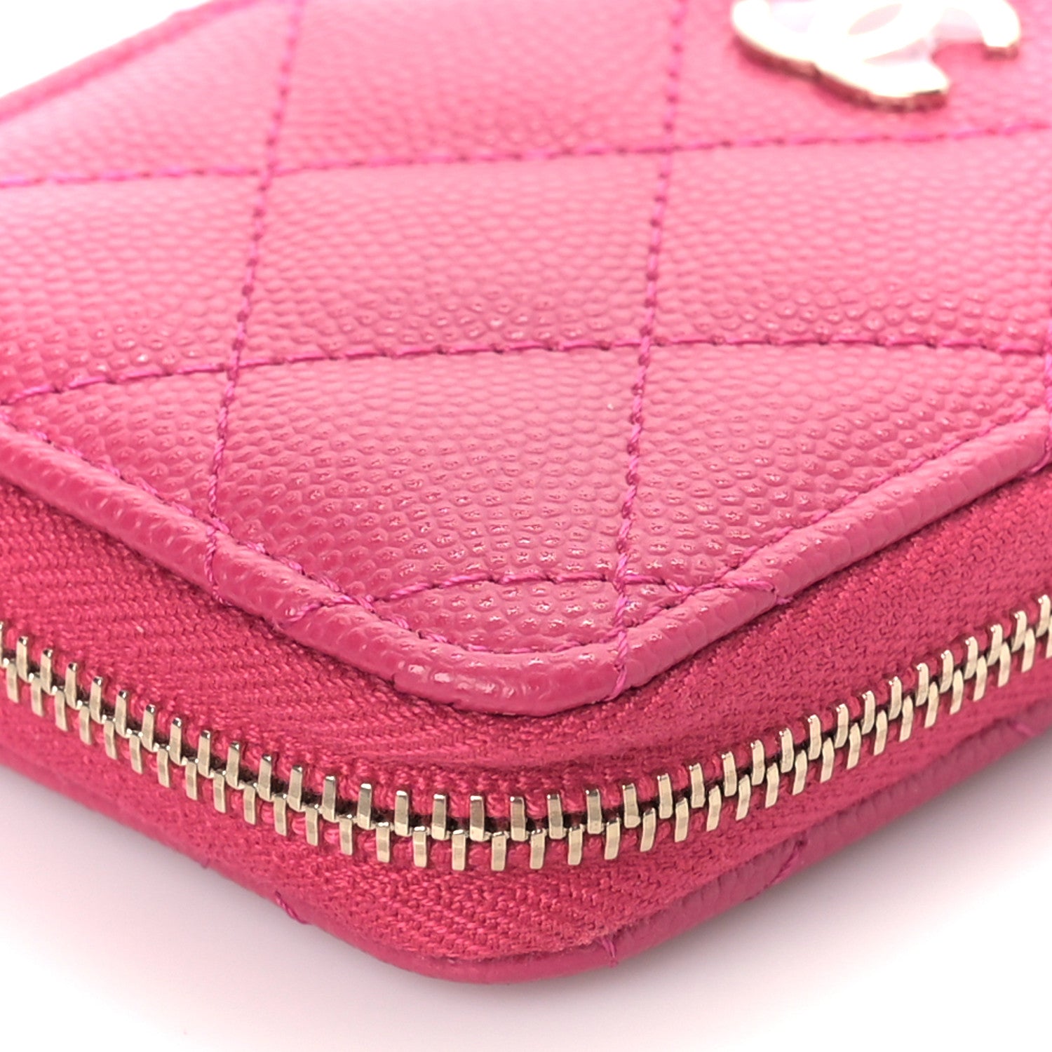 Chanel Caviar Quilted Zip Card Holder Fuchsia 9 of 10