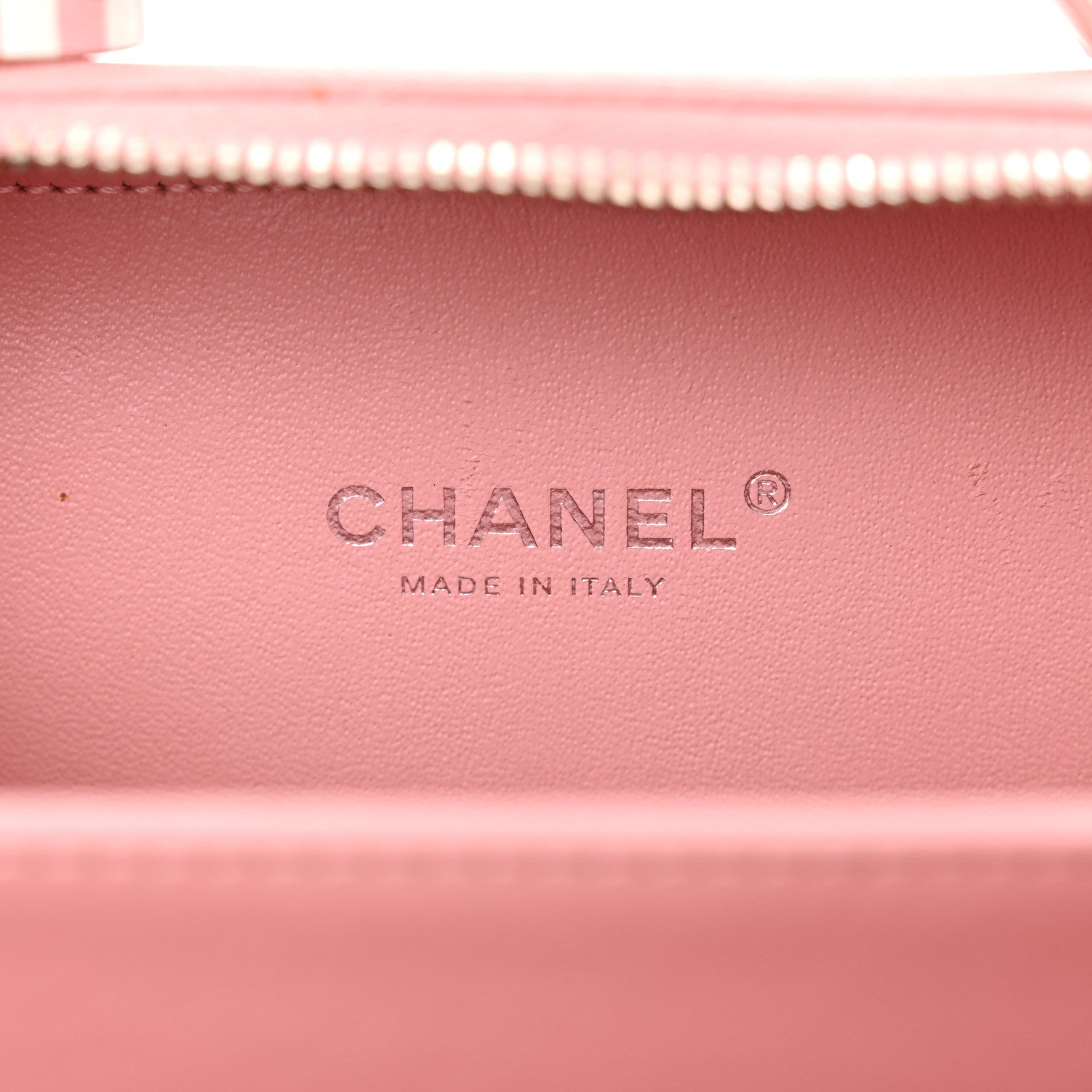 Chanel Caviar Quilted Striped Medium CC Filigree Vanity Case Pink White 6 of 19