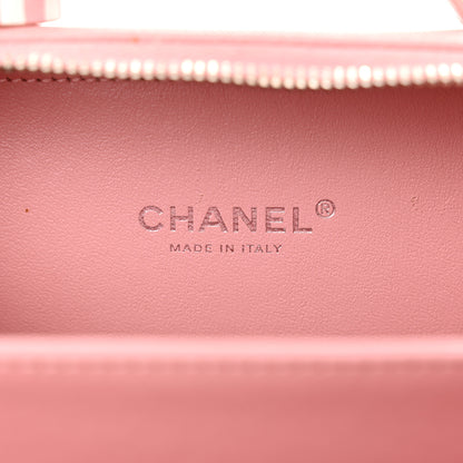 Chanel Caviar Quilted Striped Medium CC Filigree Vanity Case Pink White 6 of 19