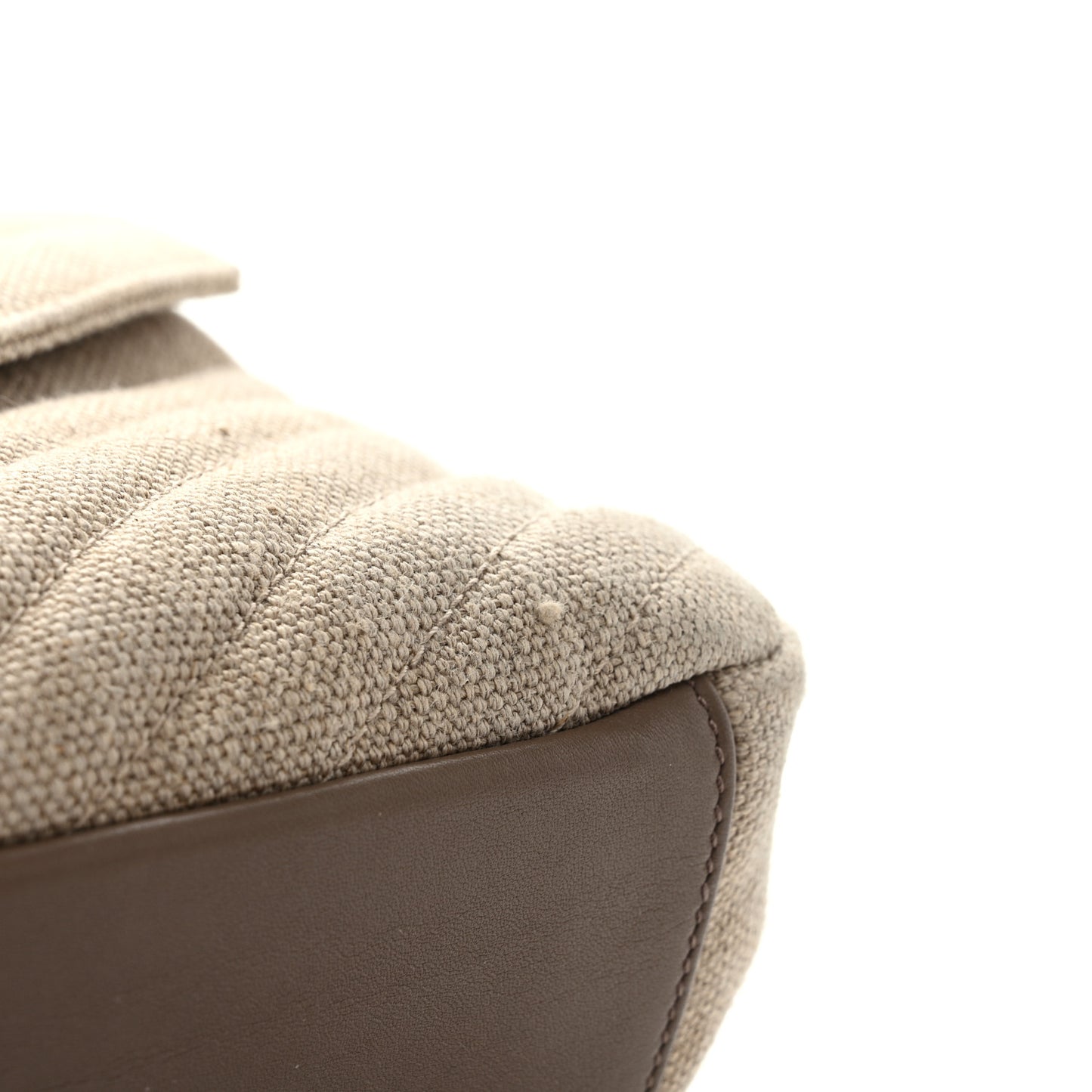 Linen Quilted College Medium Chain Bag Taupe