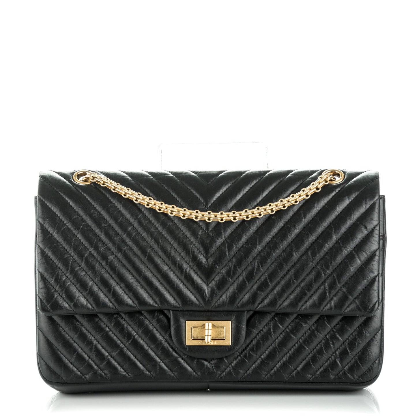 Aged Calfskin Chevron Quilted 2.55 Reissue 227 Flap Black