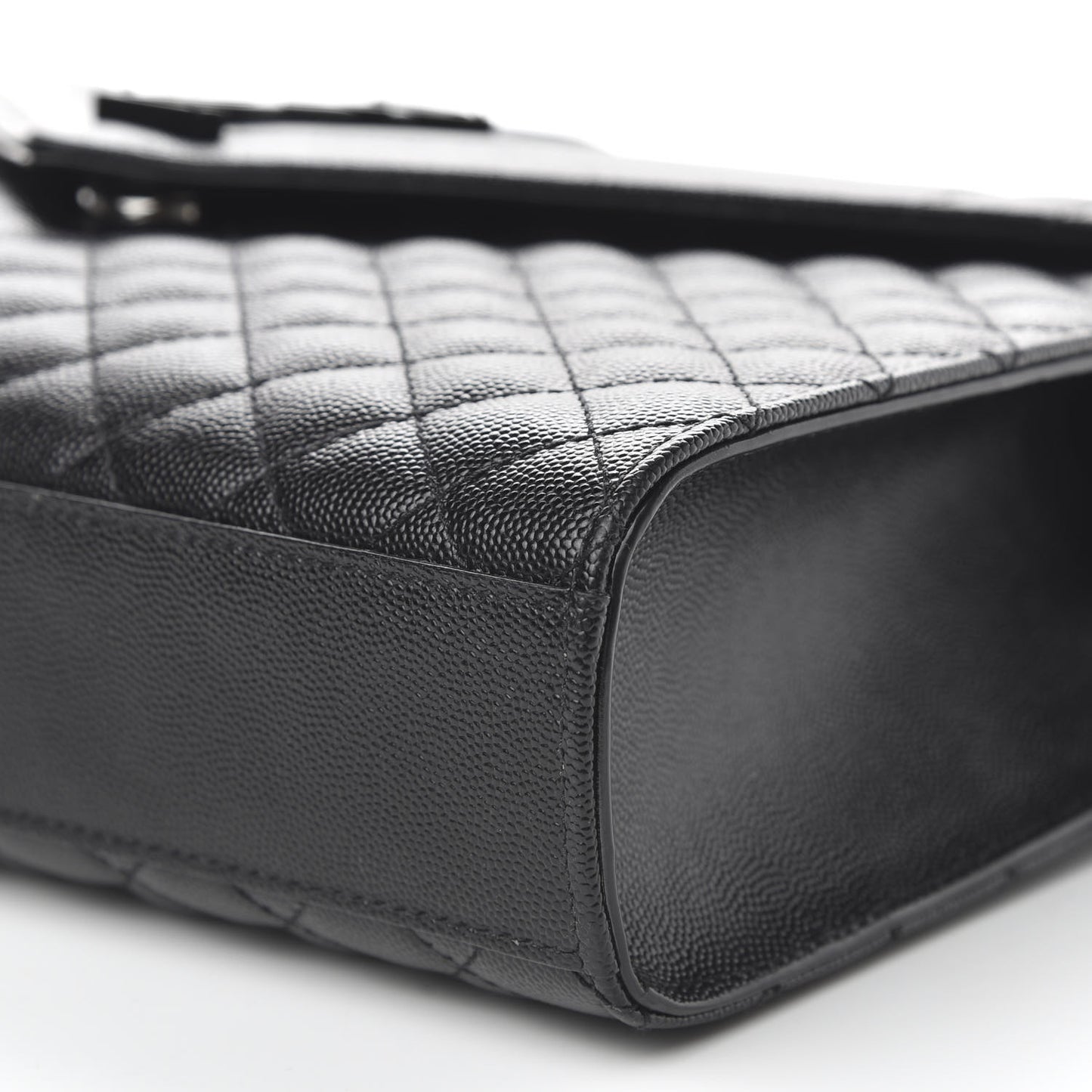 Grain De Poudre Textured Mixed Matelasse Large Triquilt Monogram Monochrome Satchel Black