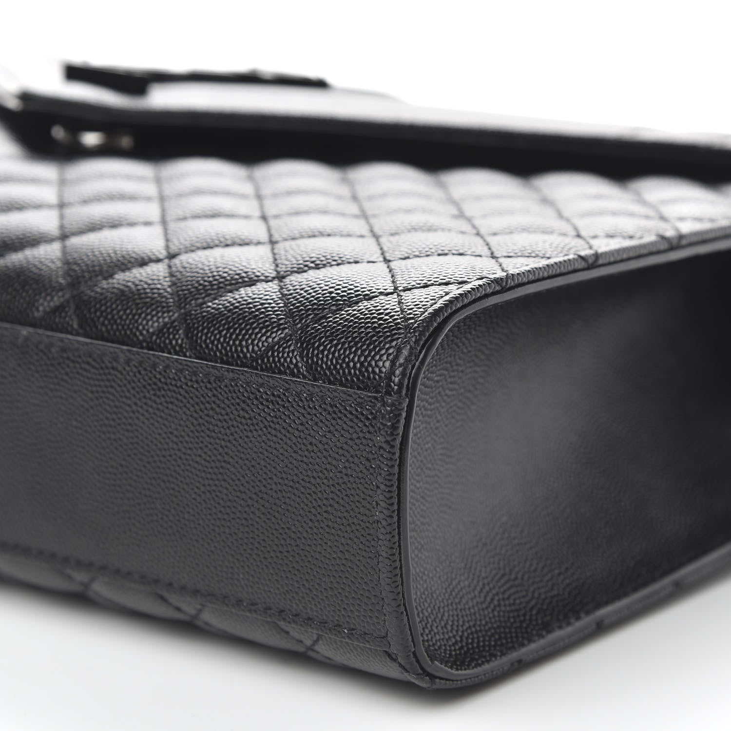 Saint Laurent Grain De Poudre Textured Mixed Matelasse Large Triquilt Monogram Monochrome Satchel Black 9 of 9